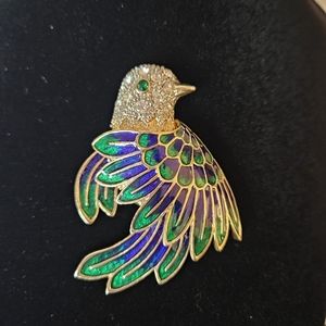 Beauitful Vintage Enameled Bird Brooch